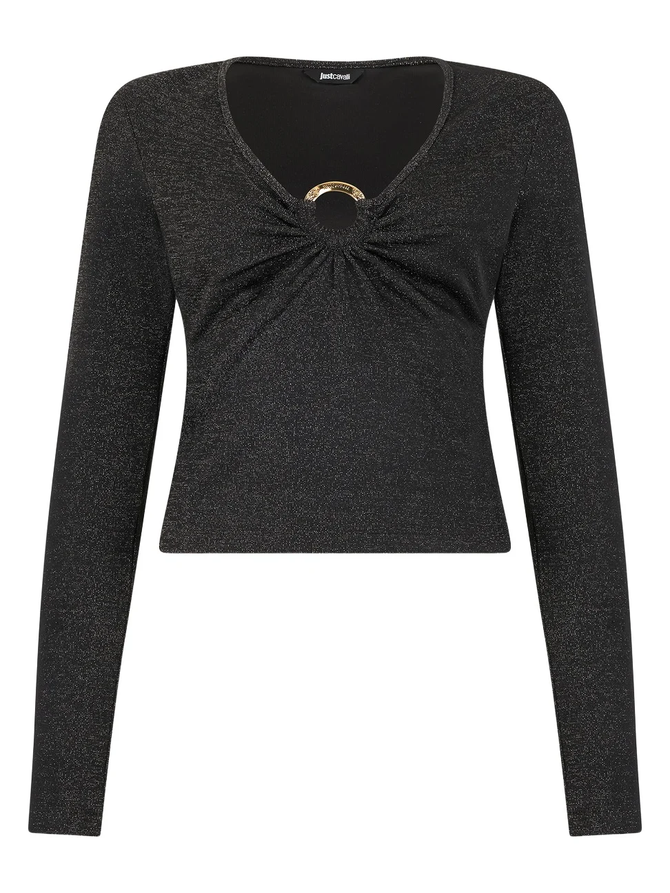 Roberto Cavalli Black Sweater with Glitter and Ring