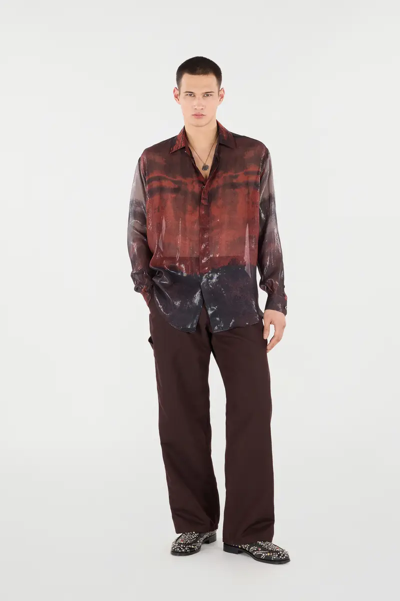 Roberto Cavalli Mottled Effect Silk-Blend Shirt | Thumbnail 7 Roberto Cavalli Mottled Effect Silk-Blend Shirt | Thumbnail 7