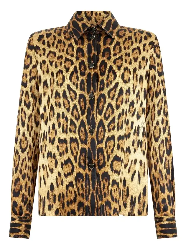 Silk Shirt With Jaguar Skin Print Silk Shirt With Jaguar Skin Print