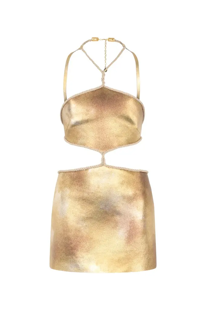 Roberto Cavalli Cut-Out Short Dress with Ropes