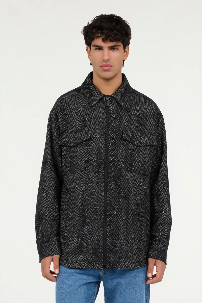 Roberto Cavalli Cotton and Wool Zip Overshirt | Thumbnail 2 Roberto Cavalli Cotton and Wool Zip Overshirt | Thumbnail 2