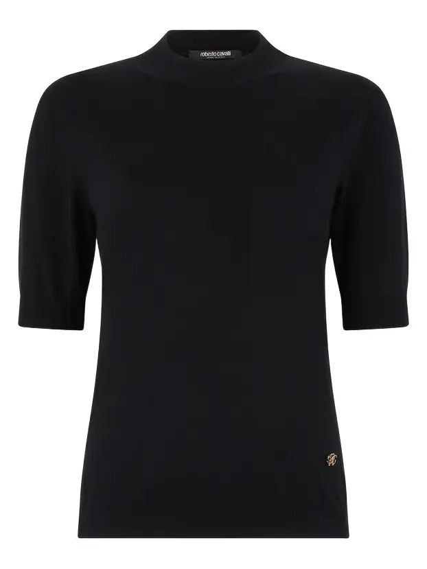 Black Mock Neck Sweater With Monogram RC