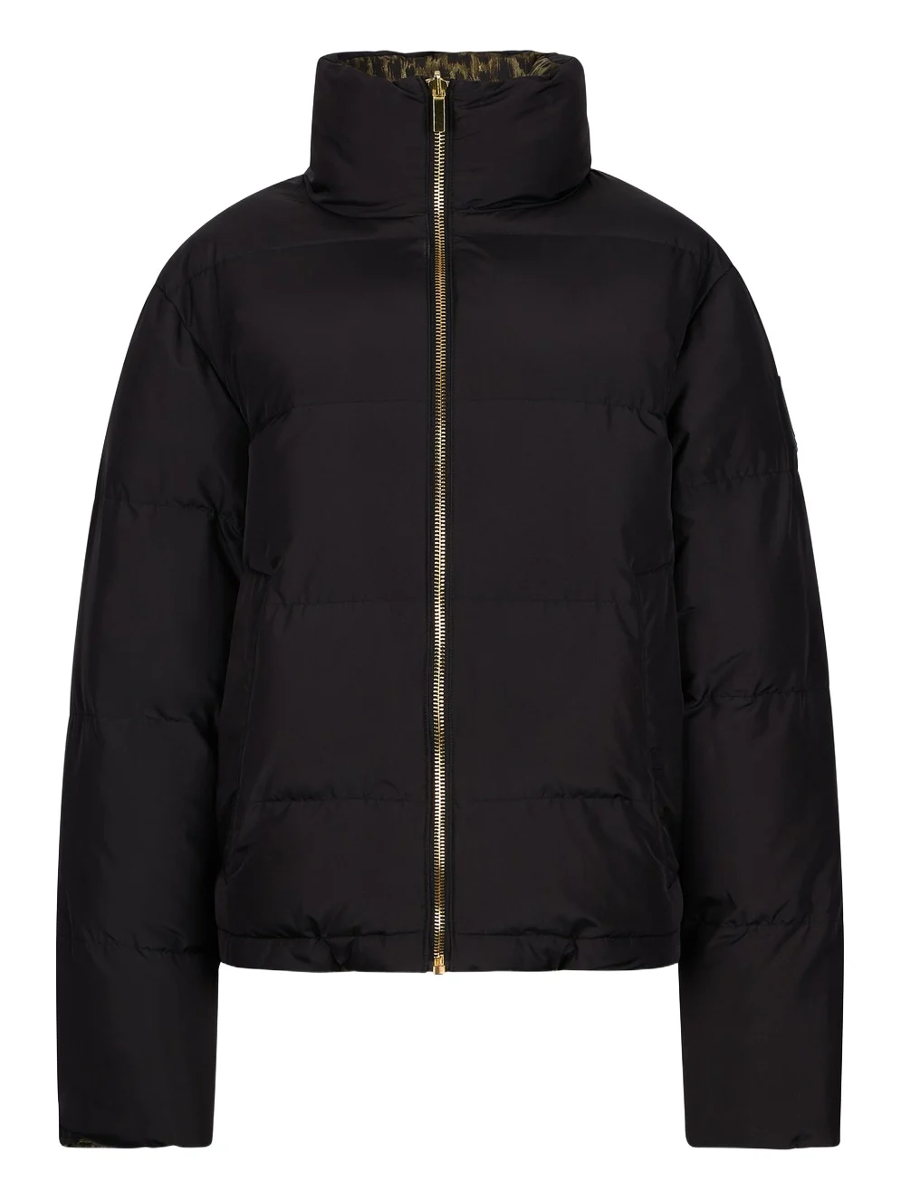 Roberto Cavalli Leopard Jacquard Print Reversible Puffer Jacket