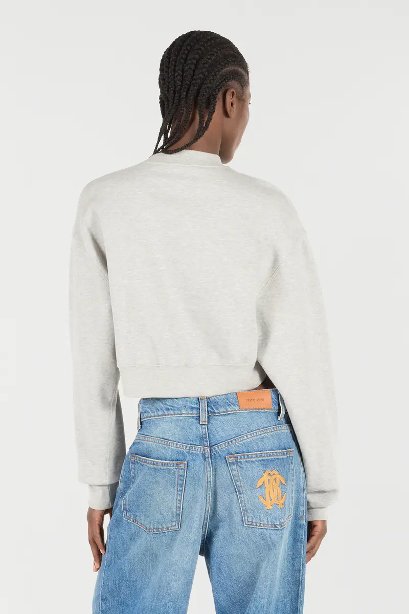 Roberto Cavalli Cropped Sweatshirt With Mirror Snake Monogram | Thumbnail 3 Roberto Cavalli Cropped Sweatshirt With Mirror Snake Monogram | Thumbnail 3