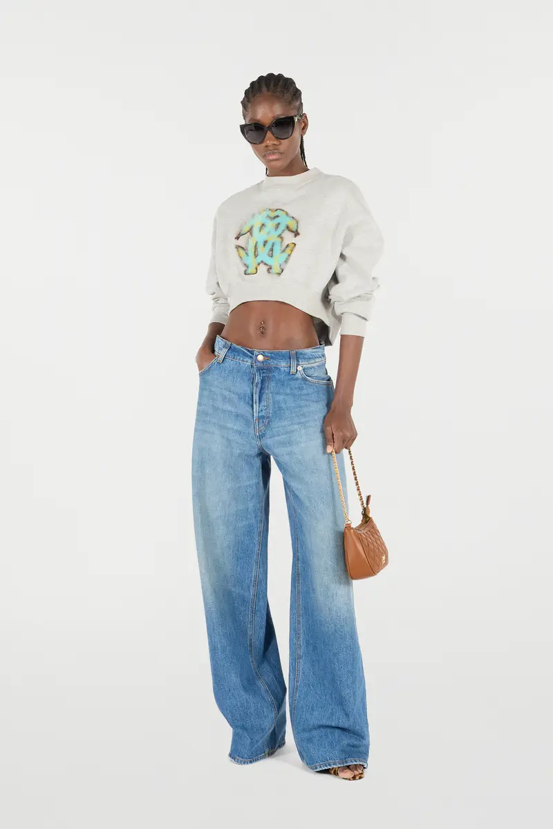Roberto Cavalli Cropped Sweatshirt With Mirror Snake Monogram | Thumbnail 6 Roberto Cavalli Cropped Sweatshirt With Mirror Snake Monogram | Thumbnail 6