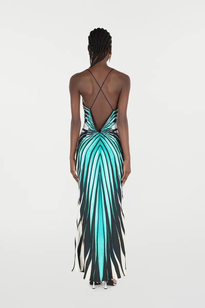 Roberto Cavalli Ray Of Sea Print Silk Maxi Dress | Thumbnail 3 Roberto Cavalli Ray Of Sea Print Silk Maxi Dress | Thumbnail 3