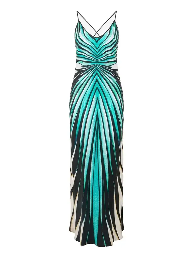 Ray Of Sea Print Silk Maxi Dress Ray Of Sea Print Silk Maxi Dress