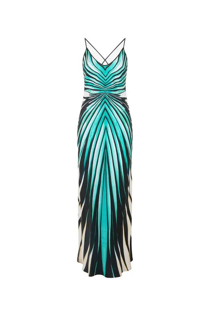Ray Of Sea Print Silk Maxi Dress Ray Of Sea Print Silk Maxi Dress