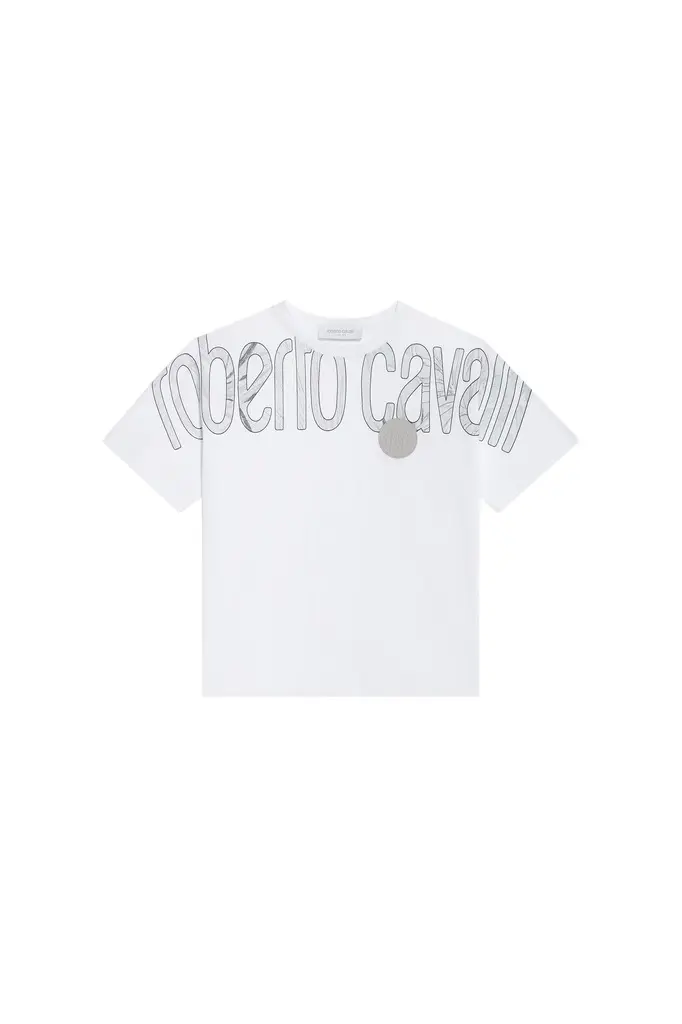 Roberto Cavalli Logo Print Cotton T-shirt | Image 1 Roberto Cavalli Logo Print Cotton T-shirt | Image 1