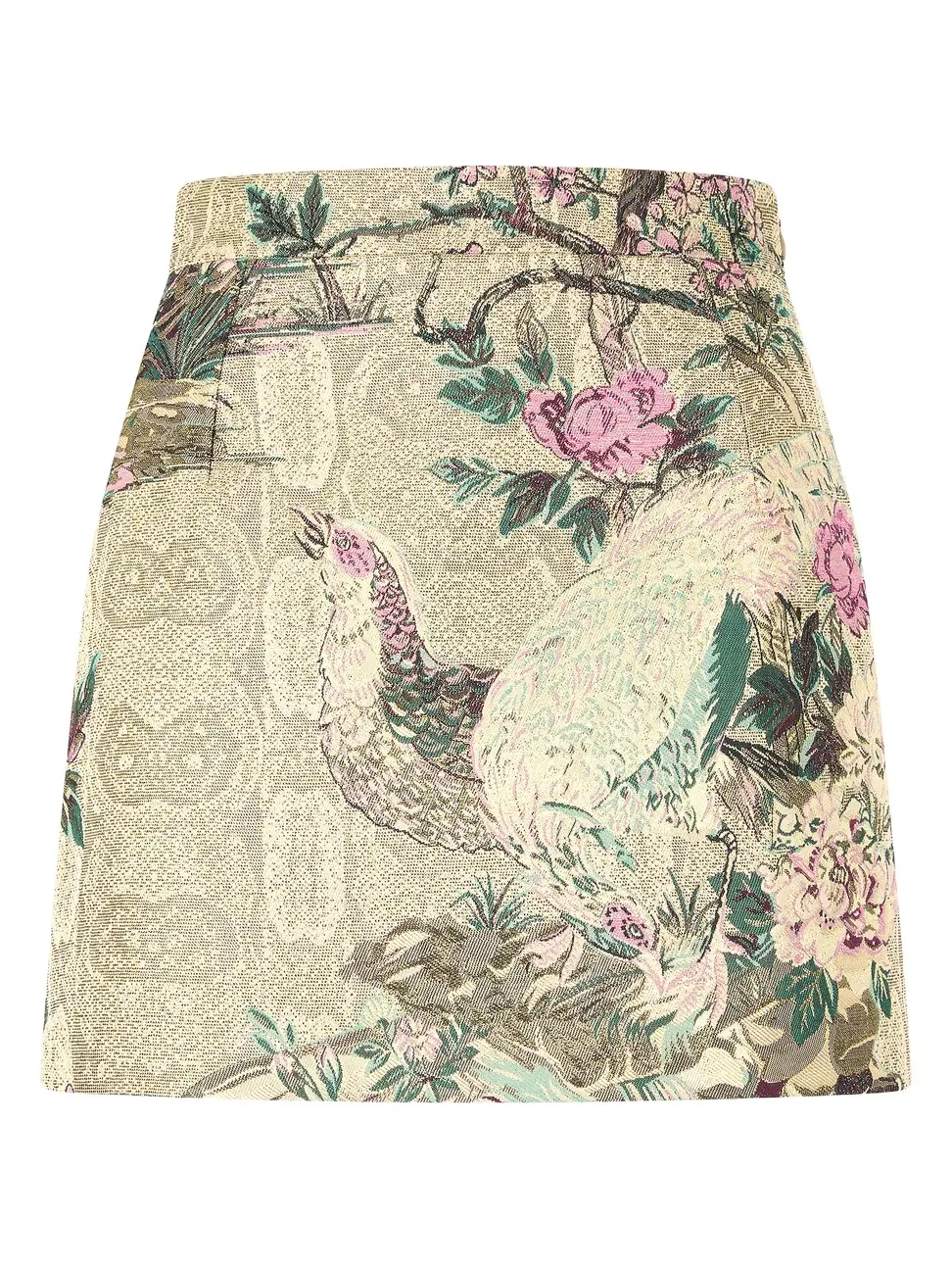 Miniskirt With Oriental Bird Print