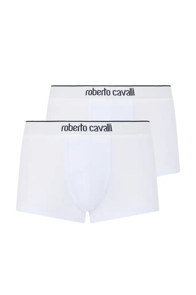 Roberto Cavalli White Cotton Boxers Bi-Pack | Image 1 Roberto Cavalli White Cotton Boxers Bi-Pack | Image 1