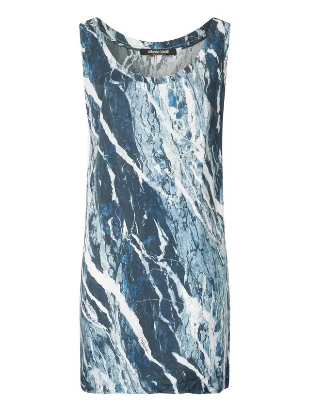 Silk Mini Dress With Marble Print
