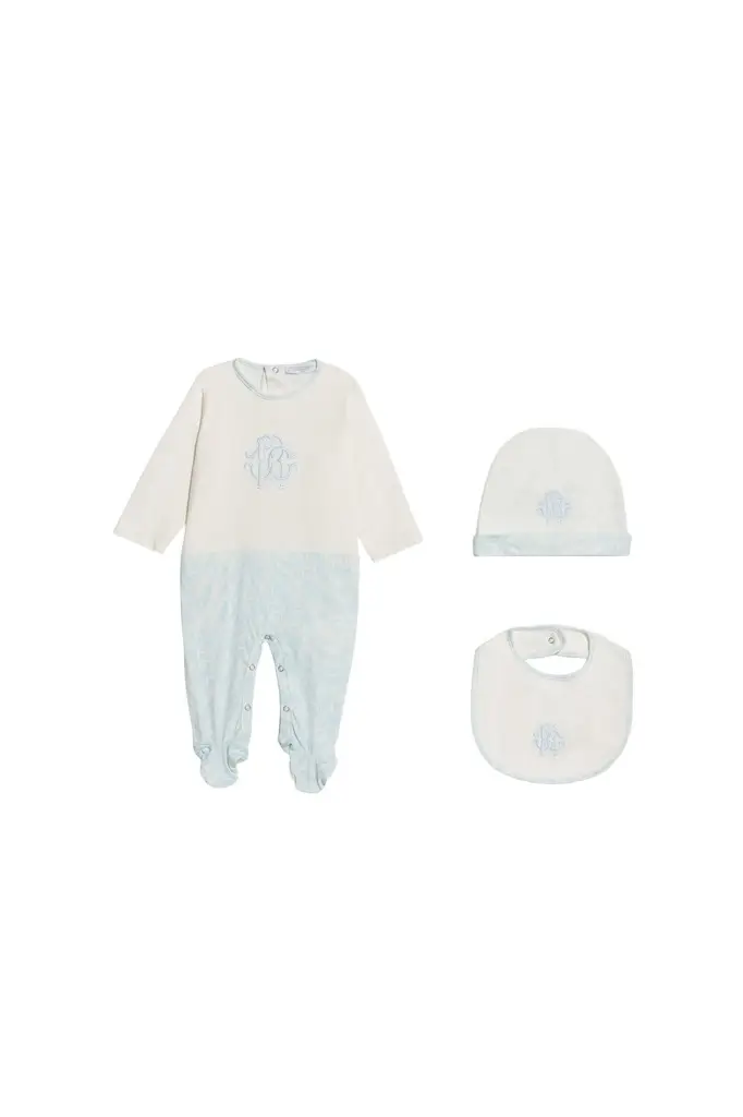 Roberto Cavalli Light Blue Monogram Zebra Print Children Kit | Image 1 Roberto Cavalli Light Blue Monogram Zebra Print Children Kit | Image 1