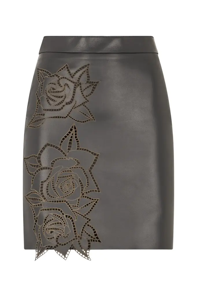 Roberto Cavalli Skirt With Perforated Rose Pattern