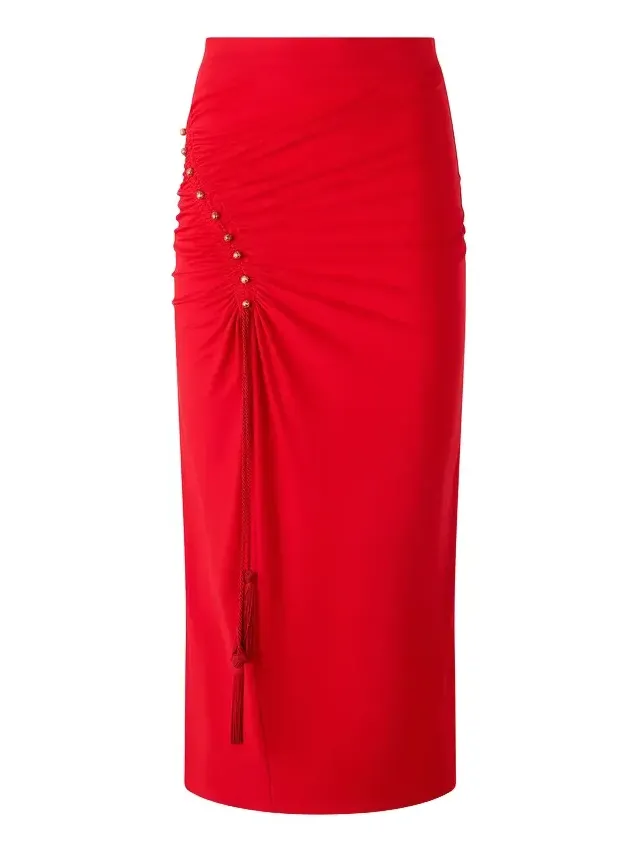 Midi Skirt With Ruched Detail