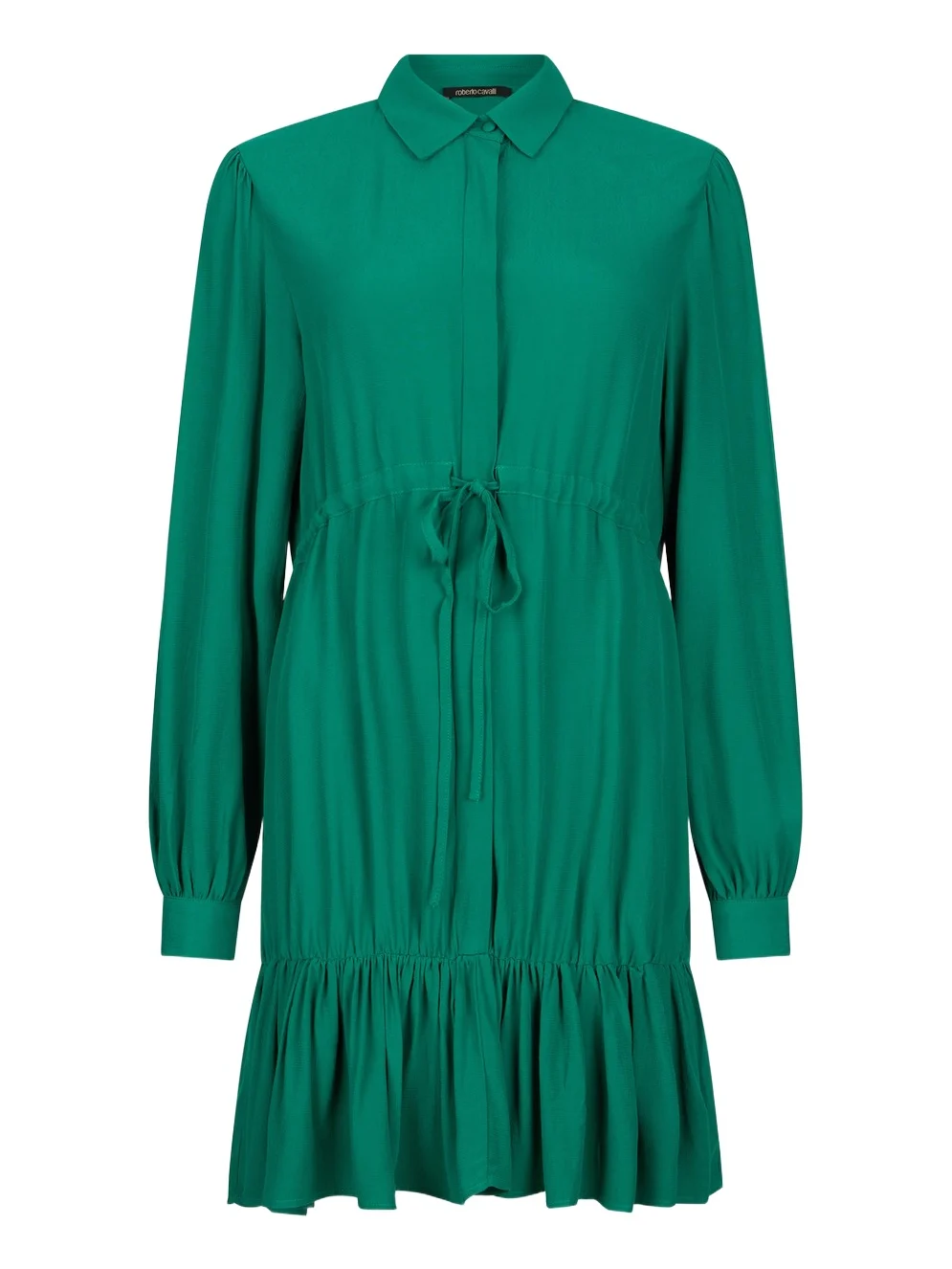 Roberto Cavalli Green Dress Mini With Drawstring Waist