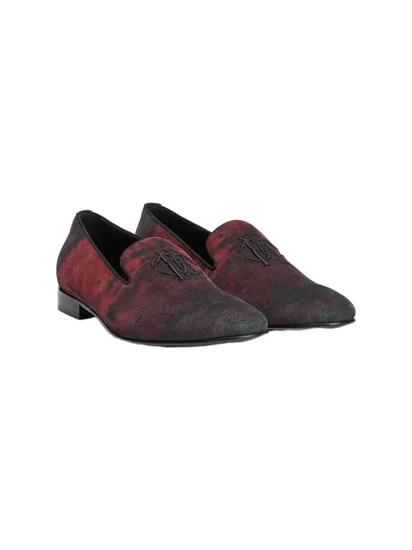 Roberto Cavalli Oriental Red Slipper with Mirror Snake Monogram