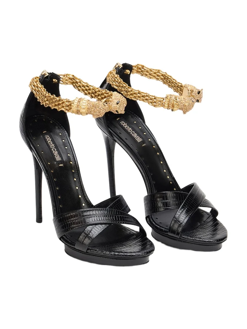 Roar Black Leather Sandals Roar Black Leather Sandals