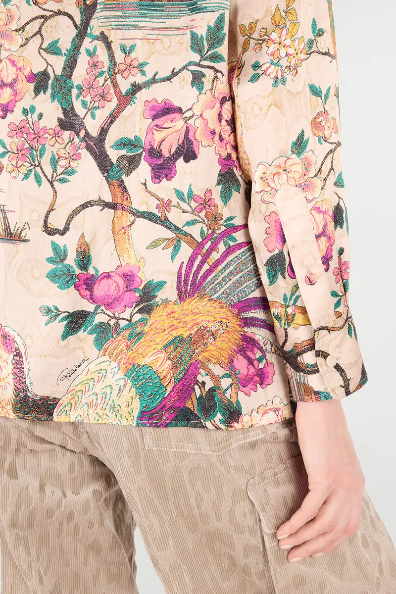 Roberto Cavalli Silk Shirt With Oriental Bird Print | Thumbnail 6 Roberto Cavalli Silk Shirt With Oriental Bird Print | Thumbnail 6