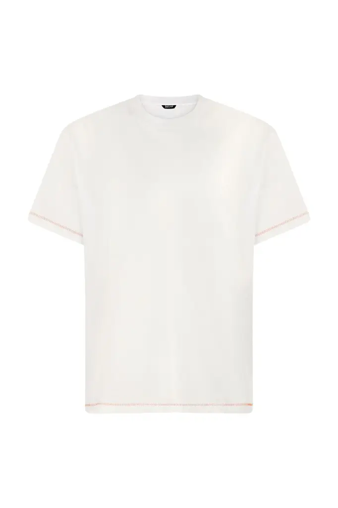 T-Shirt With JC Monogram And Contrasting Topstitching T-Shirt With JC Monogram And Contrasting Topstitching