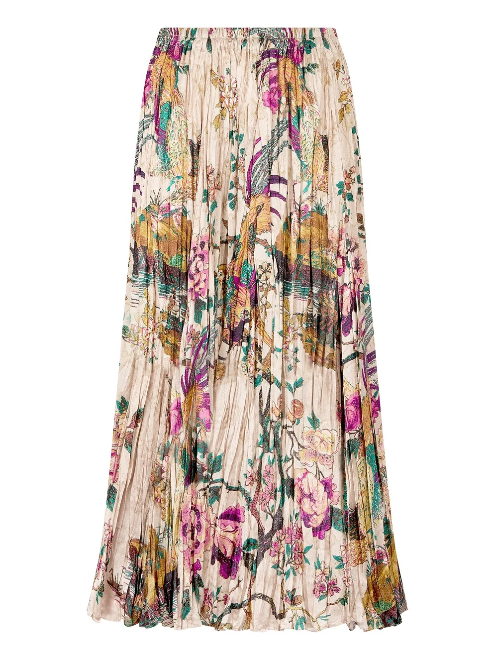 Roberto Cavalli Midi Skirt With Oriental Bird Print