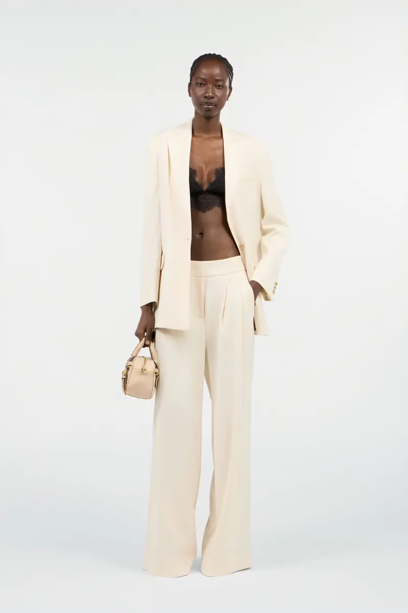 Roberto Cavalli Cream Wide-Leg Trousers With Cut-Out | Thumbnail 7 Roberto Cavalli Cream Wide-Leg Trousers With Cut-Out | Thumbnail 7