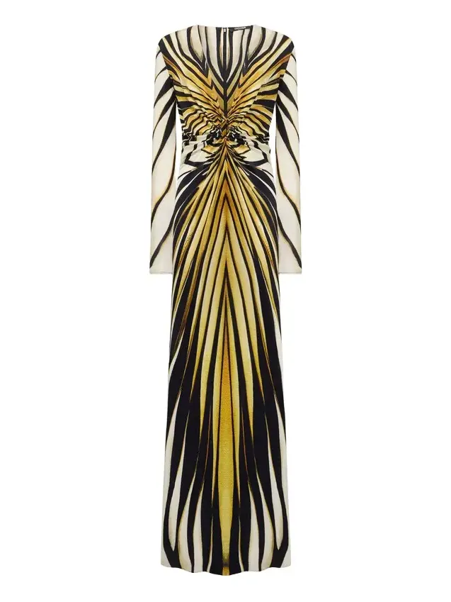 Ray Of Gold Print Maxi Dress