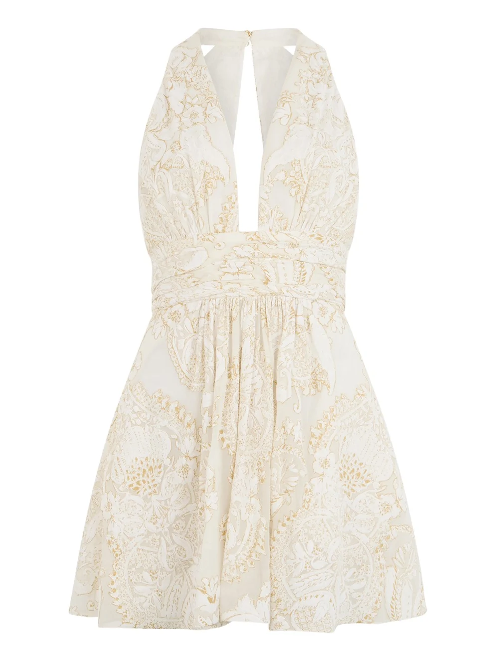 White Mini Dress with Ornamental Motif