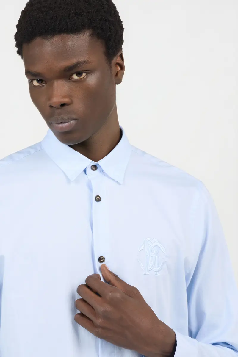 Roberto Cavalli Light Blue Shirt with Monogram RC Embroidery | Thumbnail 4