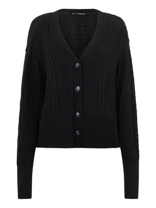 Black Cable-Knit Cardigan