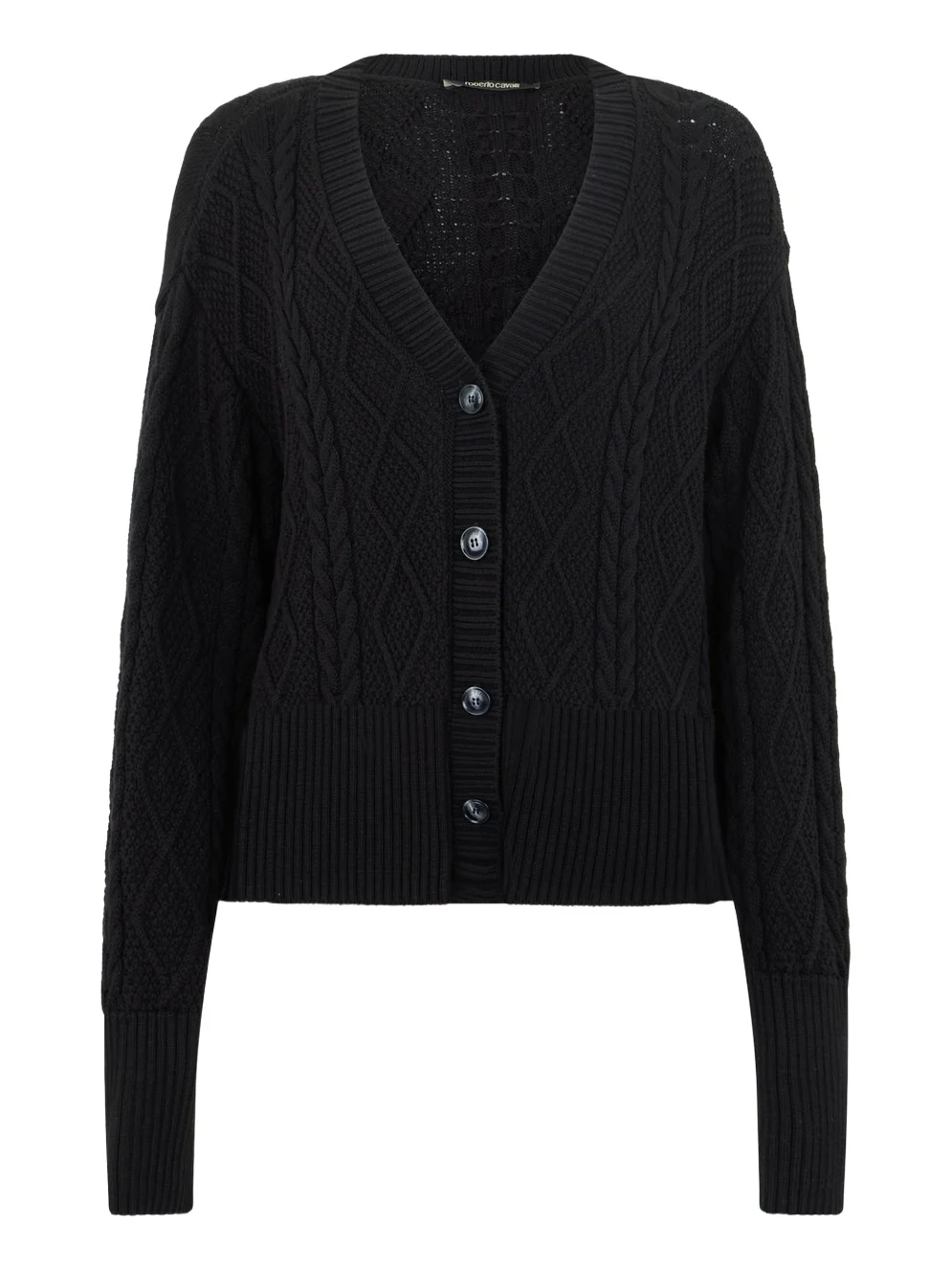 Roberto Cavalli Black Cable-Knit Cardigan