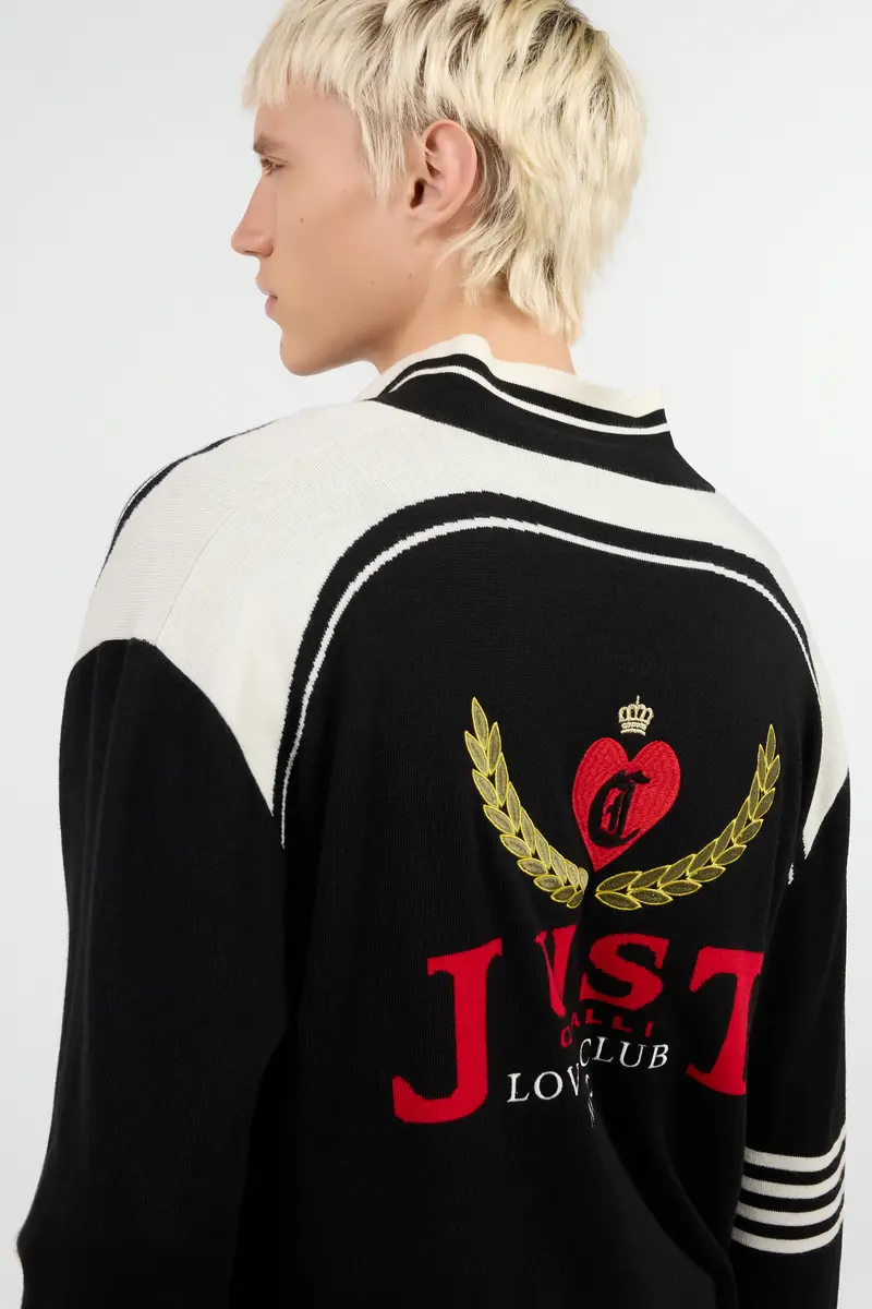 Roberto Cavalli Knit Cardigan with Polo Collar and Logo | Thumbnail 6 Roberto Cavalli Knit Cardigan with Polo Collar and Logo | Thumbnail 6