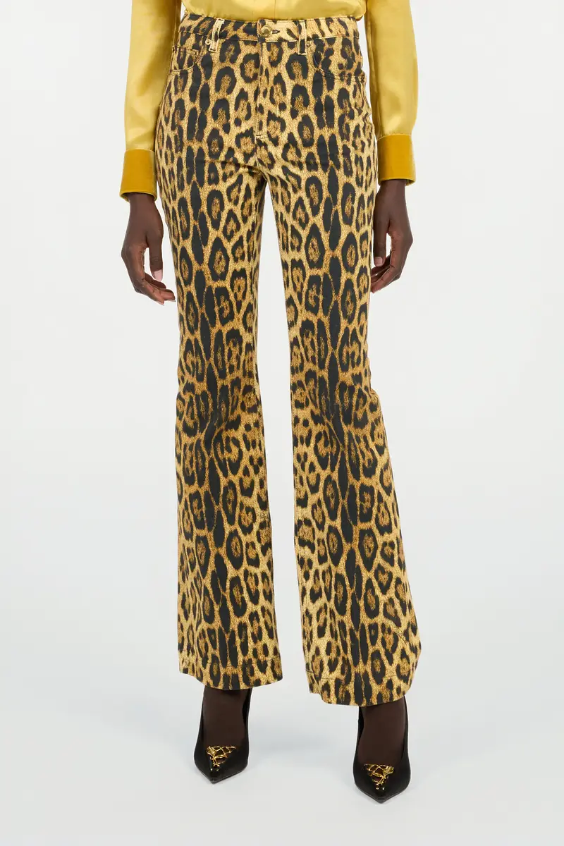 Roberto Cavalli Denim Jeans With Jaguar Skin Print | Thumbnail 2