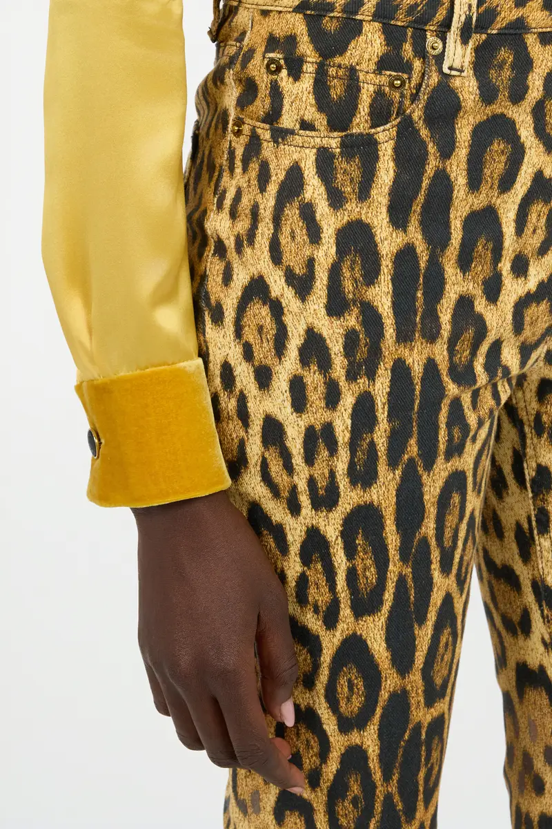 Roberto Cavalli Denim Jeans With Jaguar Skin Print | Thumbnail 5