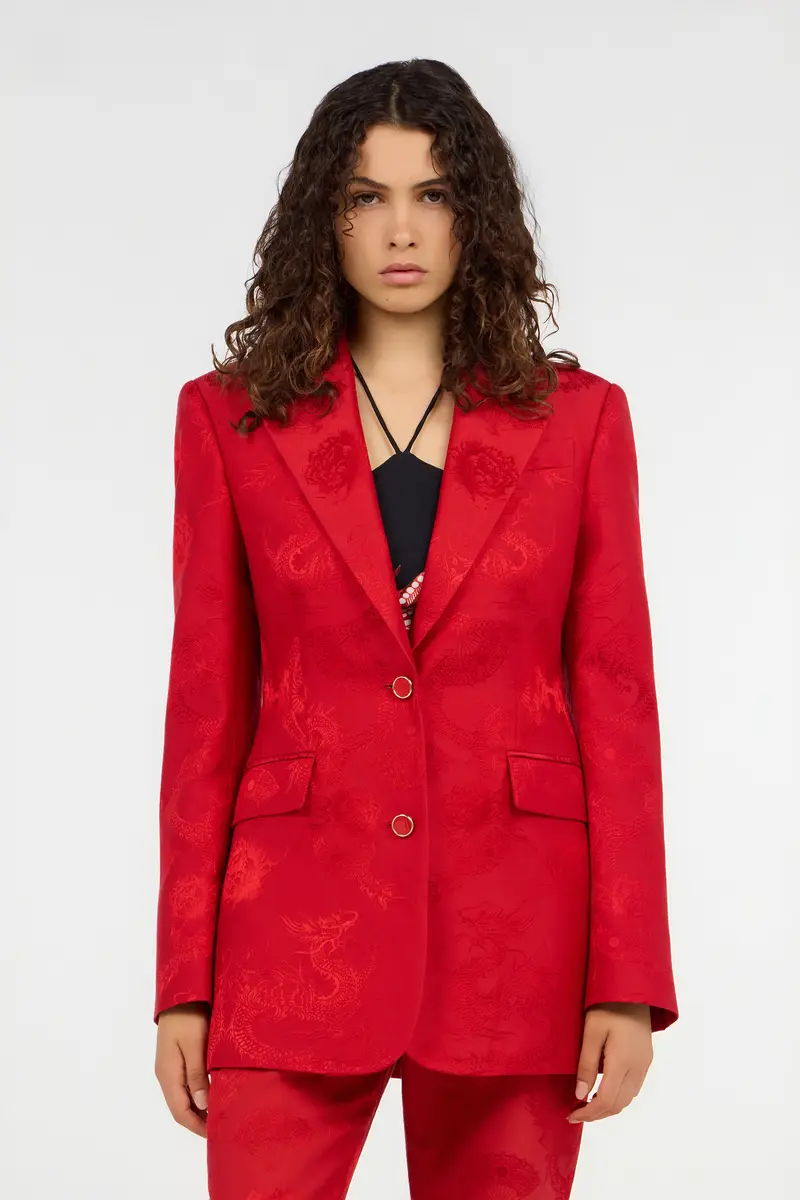 Roberto Cavalli Dark Red Jacket with Dragon Motif | Thumbnail 2 Roberto Cavalli Dark Red Jacket with Dragon Motif | Thumbnail 2