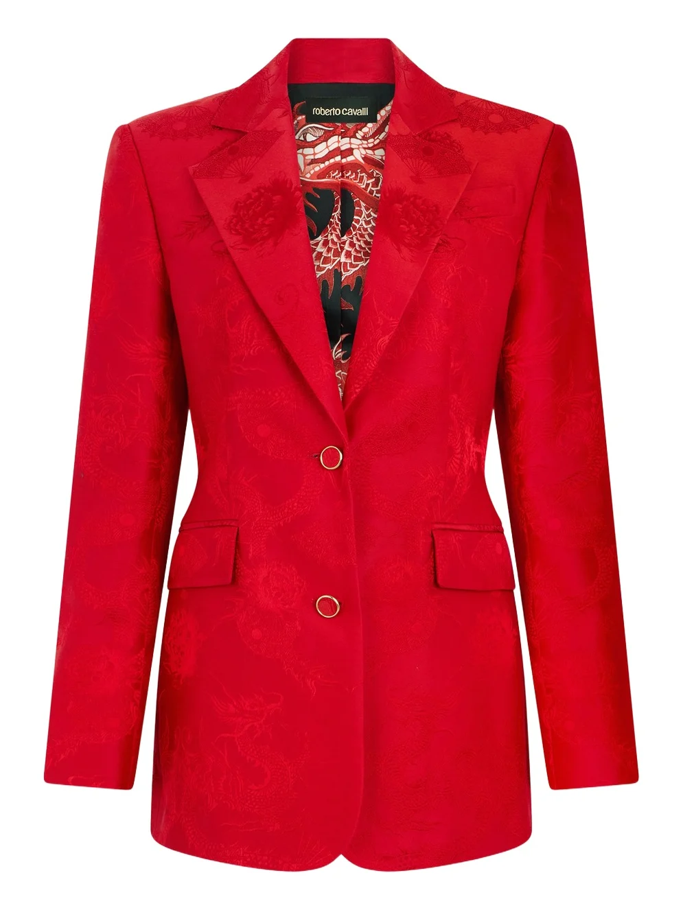 Roberto Cavalli Dark Red Jacket with Dragon Motif