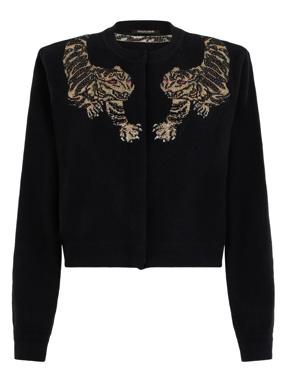 Wool Cardigan with Tiger Embroidery