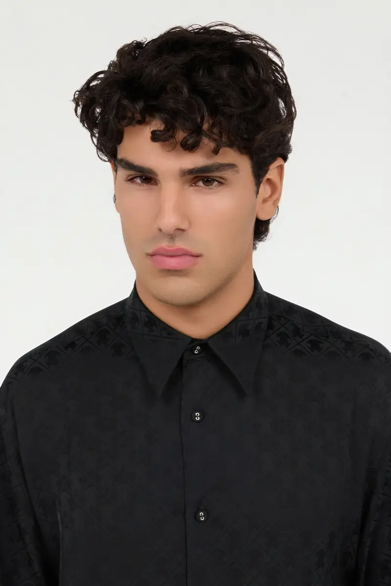 Roberto Cavalli Black shirt with all-over Monogram Mirror Snake | Thumbnail 5 Roberto Cavalli Black shirt with all-over Monogram Mirror Snake | Thumbnail 5