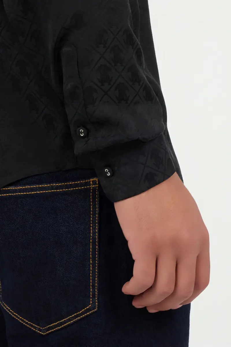 Roberto Cavalli Black shirt with all-over Monogram Mirror Snake | Thumbnail 6 Roberto Cavalli Black shirt with all-over Monogram Mirror Snake | Thumbnail 6
