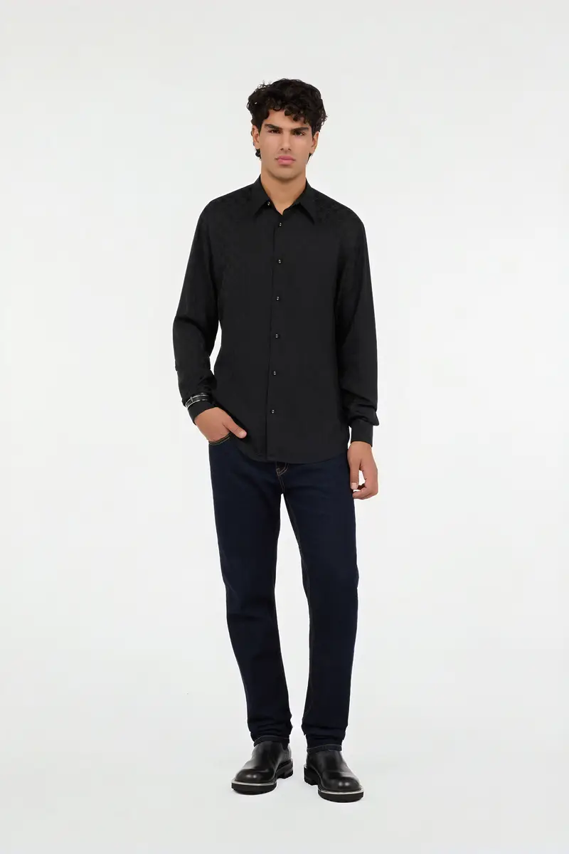 Roberto Cavalli Black shirt with all-over Monogram Mirror Snake | Thumbnail 7 Roberto Cavalli Black shirt with all-over Monogram Mirror Snake | Thumbnail 7