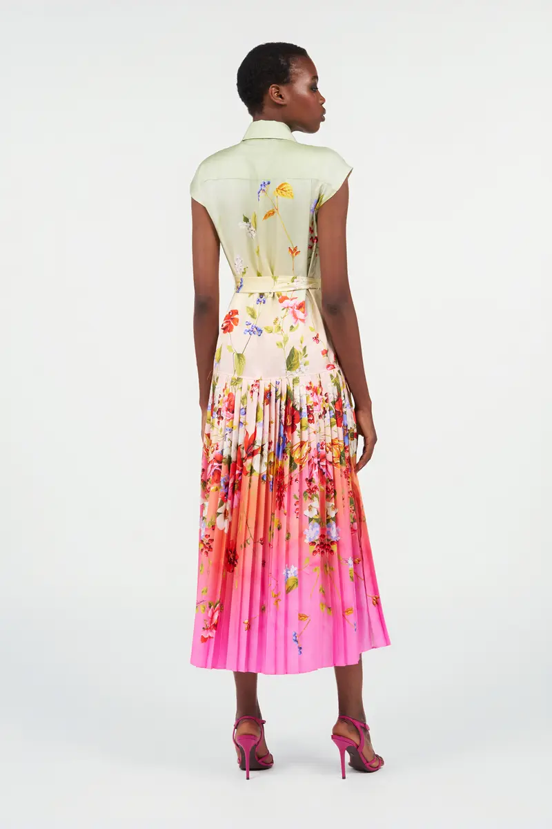 Roberto Cavalli Long Silk Dress with Miami Flowers Print | Thumbnail 3 Roberto Cavalli Long Silk Dress with Miami Flowers Print | Thumbnail 3