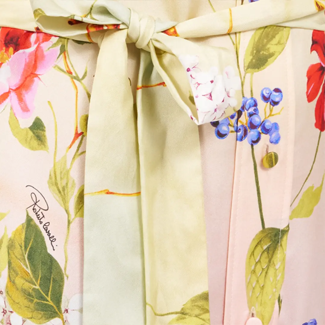 Roberto Cavalli Long Silk Dress with Miami Flowers Print | Thumbnail 4 Roberto Cavalli Long Silk Dress with Miami Flowers Print | Thumbnail 4