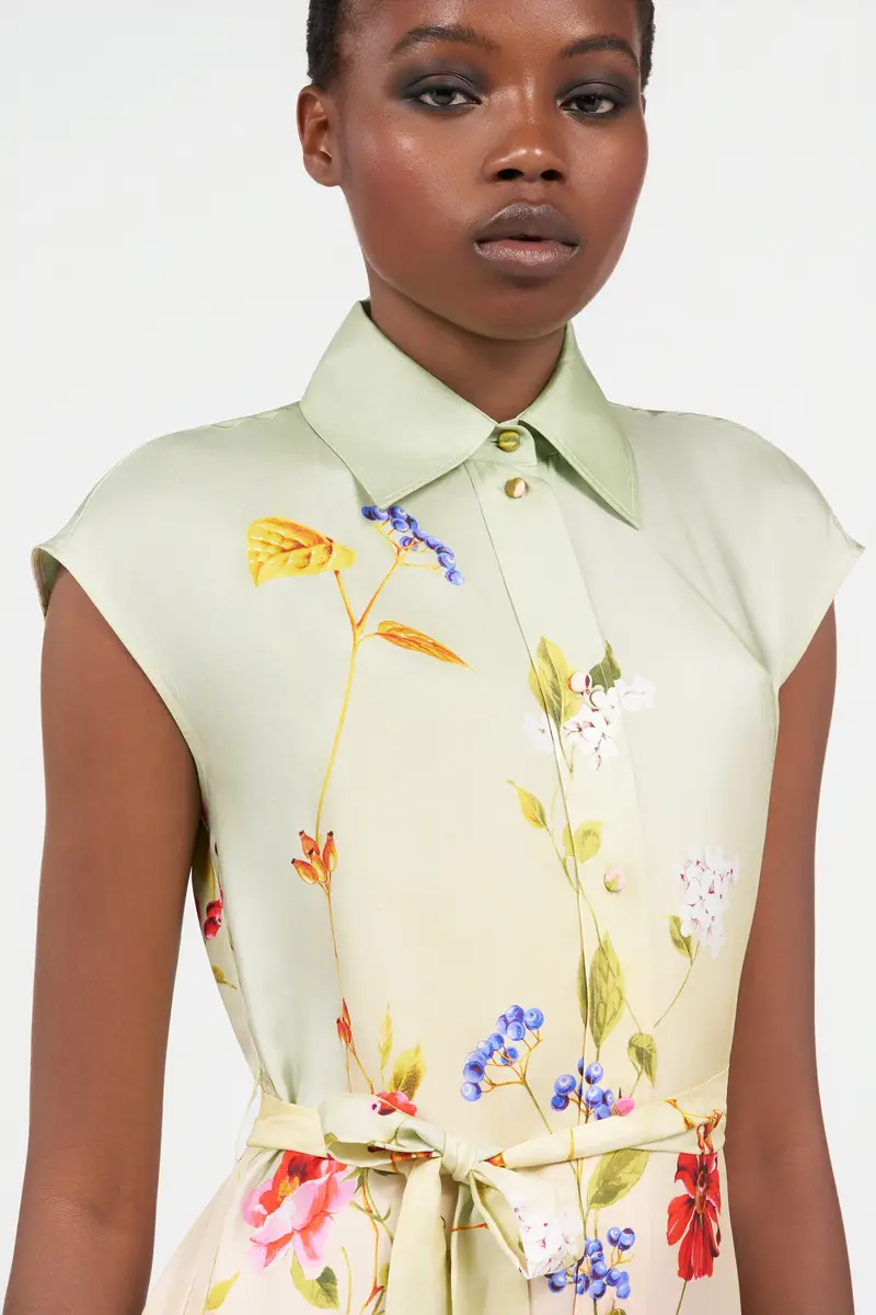 Roberto Cavalli Long Silk Dress with Miami Flowers Print | Thumbnail 5 Roberto Cavalli Long Silk Dress with Miami Flowers Print | Thumbnail 5