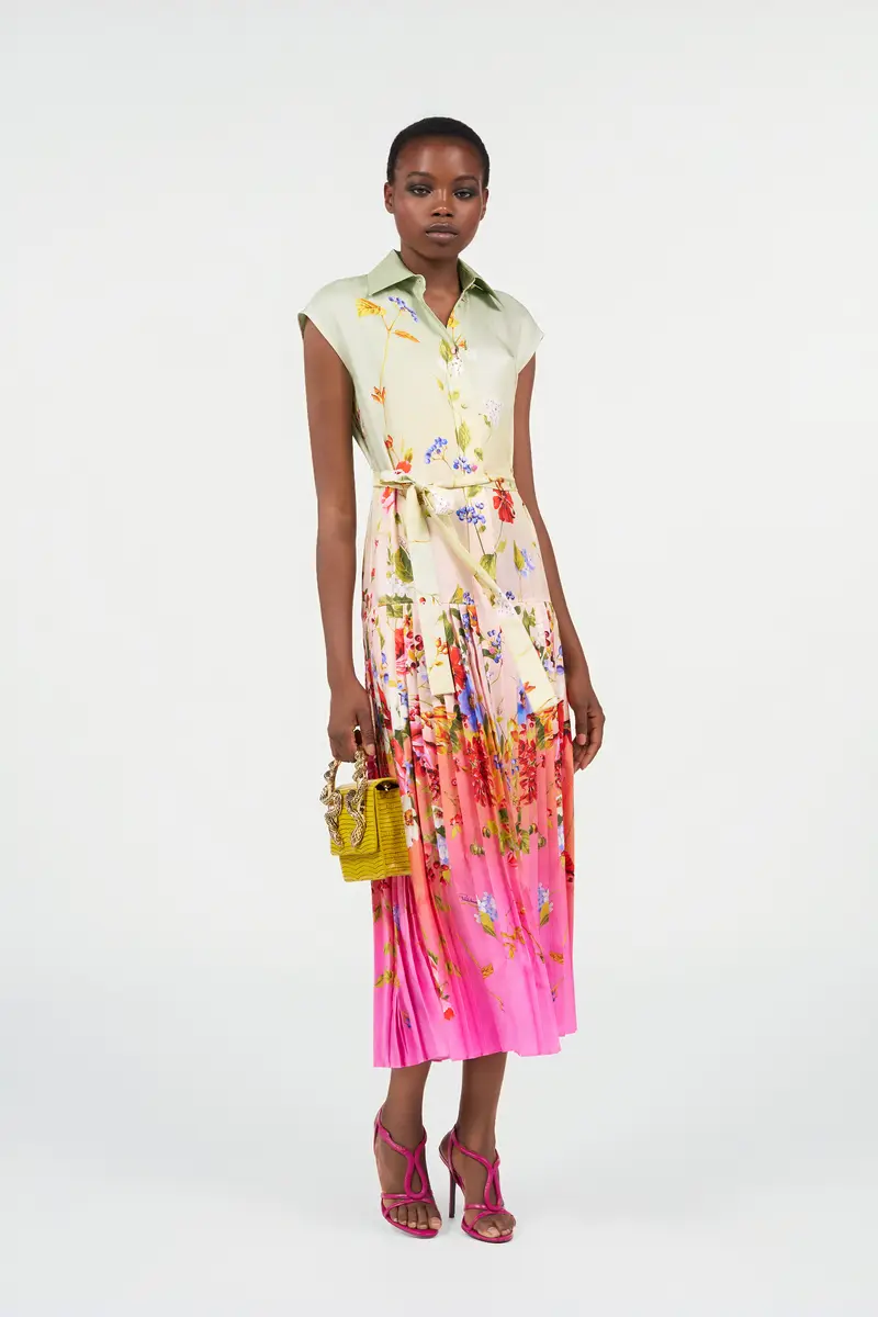 Roberto Cavalli Long Silk Dress with Miami Flowers Print | Thumbnail 6 Roberto Cavalli Long Silk Dress with Miami Flowers Print | Thumbnail 6