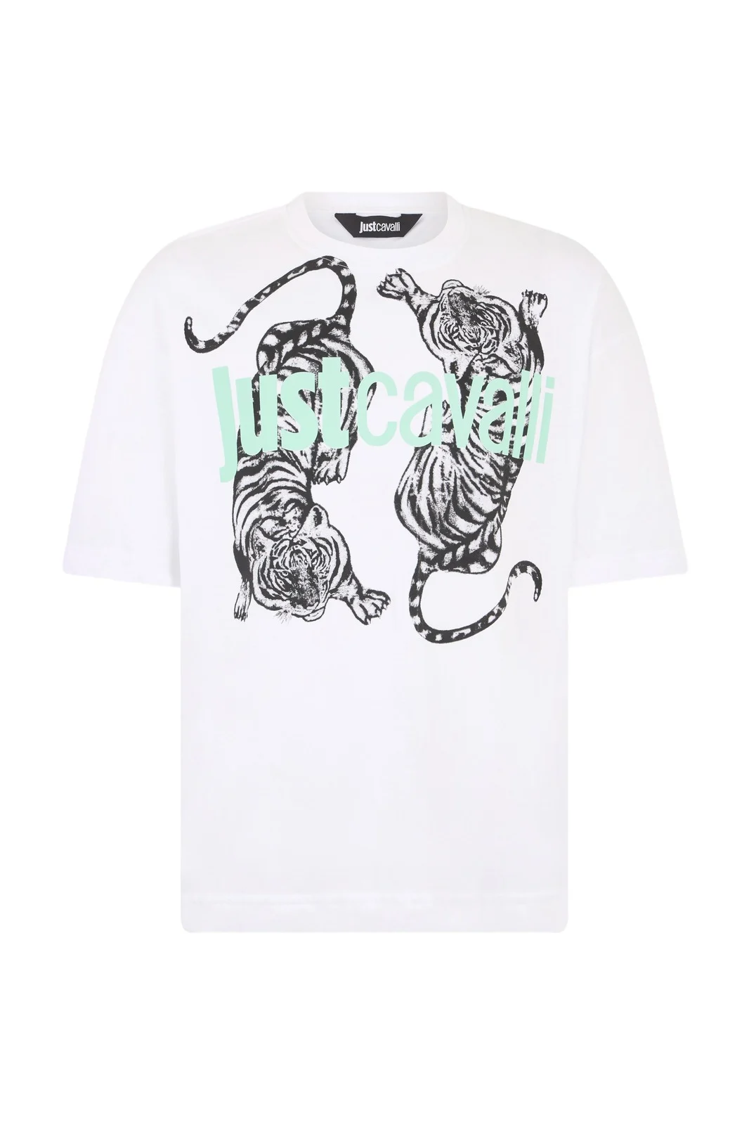 White T-Shirt With Tiger Graphic And Logo White T-Shirt With Tiger Graphic And Logo