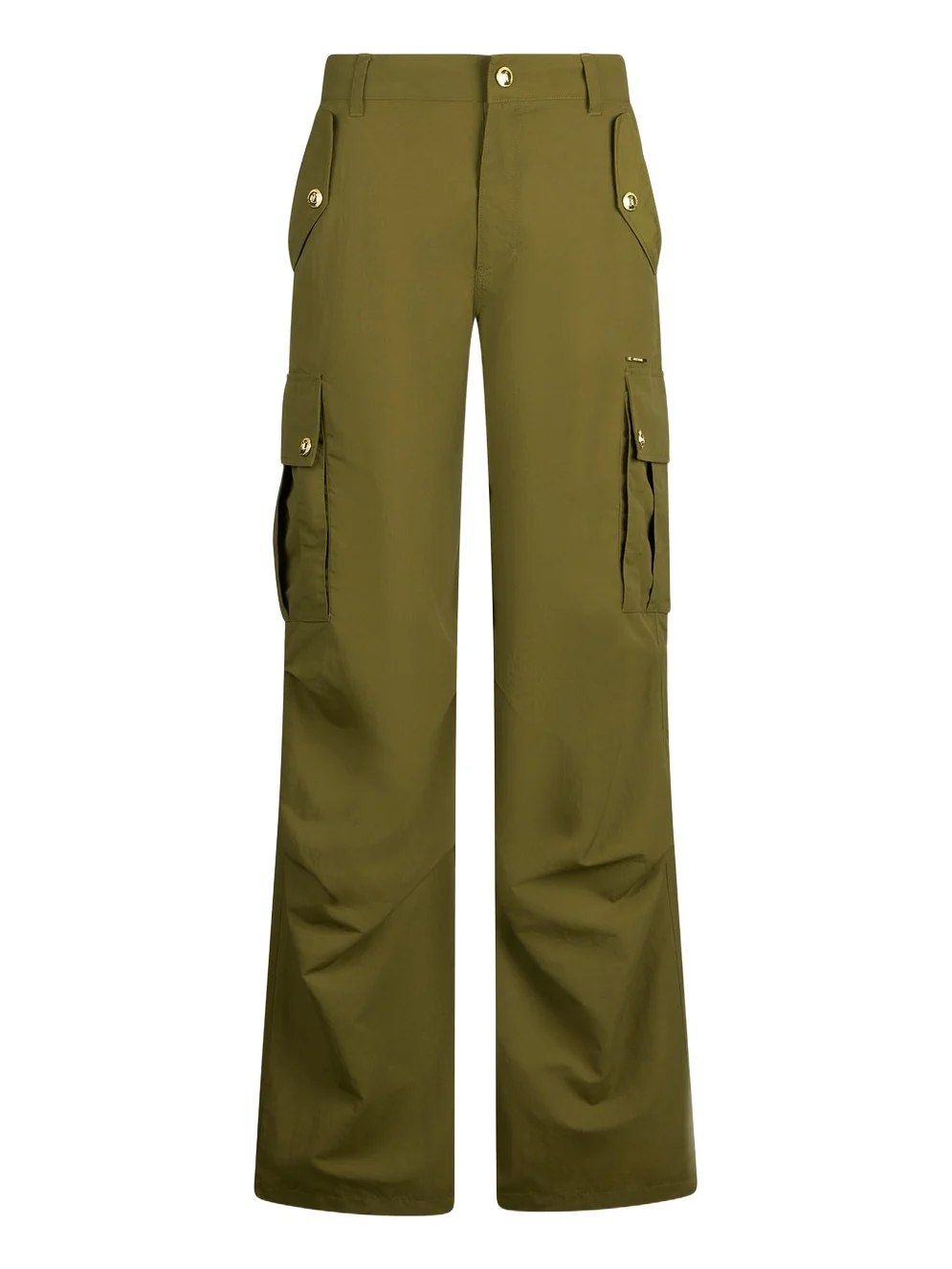 Roberto Cavalli Green Cargo Trousers With Gold Buttons
