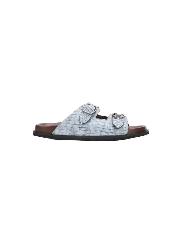 Roberto Cavalli Light Blue Leather Sandal
