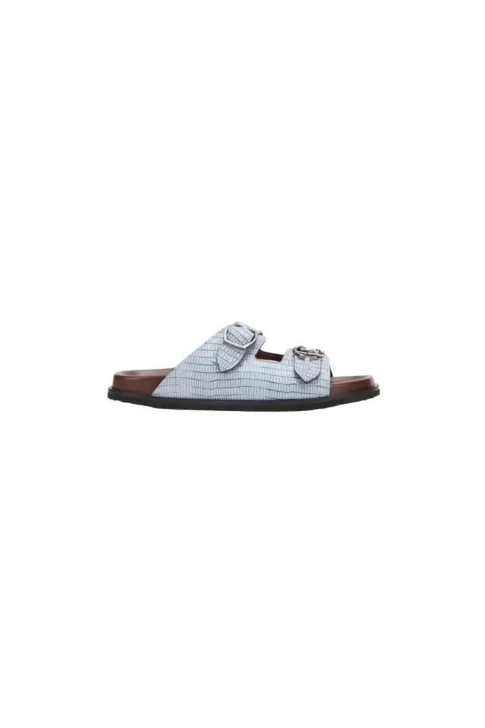 Roberto Cavalli Light Blue Leather Sandal