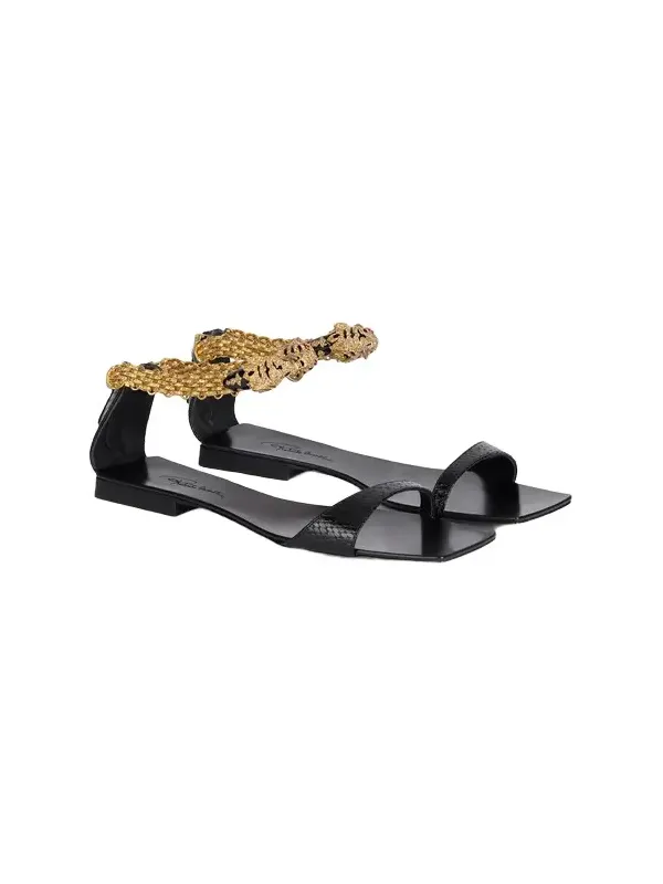Low Sandals With Jewel Tigers And Snake Print Low Sandals With Jewel Tigers And Snake Print