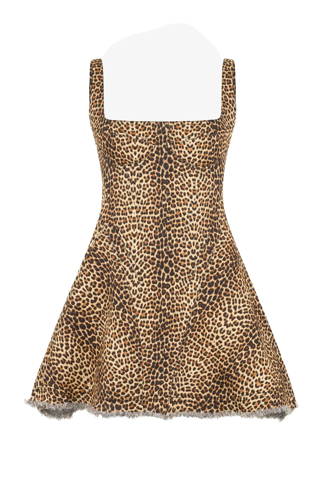 Flared Dress with Bbay Jaguar Print and Frayed Edges Flared Dress with Bbay Jaguar Print and Frayed Edges